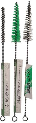 Set aus 3 Bonsai Bürsten zur Reinigung von Stämmen, Ästen, JIN und Shari 28 cm Länge | Hergestellt in Japan | Aus Nylon und Stahlfaden | 3 Modelle, Verschiedene Arbeiten | Baum Nicht Inklusive