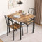 Mesa de comedors para 2, Mesa y sillas de Cocina, Mesa de Comedor Cuadrada con 2 sillas de Metal y Madera, Mesa de Comedor de 3 Piezas para Espacios pequeños, apartamento