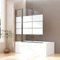 Duschwand für Badewanne 160x140cm 3-teilig Faltbar Schwarz Duschtrennwand, Gestreift Glas Badewannenaufsatz mit festem segment Duschabtrennung aus 6mm ESG Sicherheitsglas, 160 breit Badewannenwand