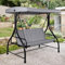 SFAREST 3 Seater Swing Chair, Hammock Bench Garden Swing Seat with Adjustable Canopy and Cushions, Outdoor Hanging Rocking Chair for Balcony Backyard Poolside (Grey)