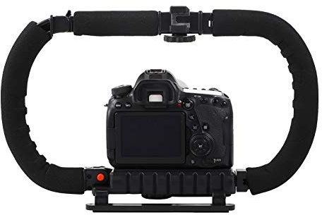 Lurrose Stabilizzatore Per Fotocamera Smartphone Pieghevole 3 Slot Di Montaggio, Supporto Antivibrante Per Videomaker e Streaming Outdoor, Impugnatura Compatta e Resistente