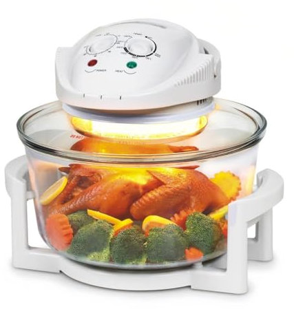 MIDUOLAI Glass Air Fryer, Electric Turbo Convection Oven Roaster, Large Air Fryer with Temperature Controls, Oil-Less Grill Roaster Baker Halogen Oven, Multifunction Cooker,12L,3PCS