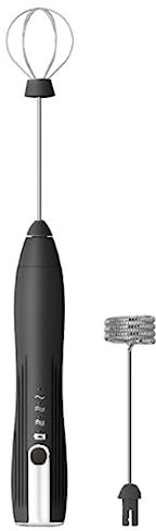 OUYUE Espumador De Leche para Espresso Espumador De Leche Recargable, Fabricante De Espuma De Mano con Batidor De Acero Inoxidable para Café Espumador Batidora(Black)