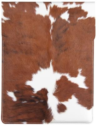 Animal Brown Cowhide Print Cow, PU Leather Laptop Sleeve, Notebook Bag Laptop Case Sleeve Tablet Briefcase