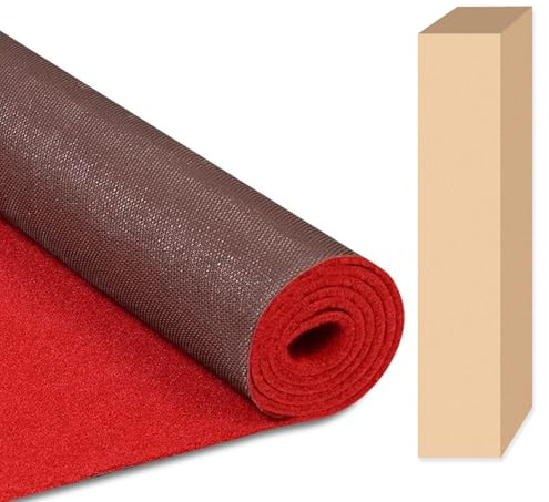 Teppichläufer für Veranstaltungen, wiederverwendbar, TPR, rutschfeste Unterseite, rutschfest, für Hochzeit, Weihnachten, drinnen und draußen, 450 g/m², 91 x 6 m, Rot