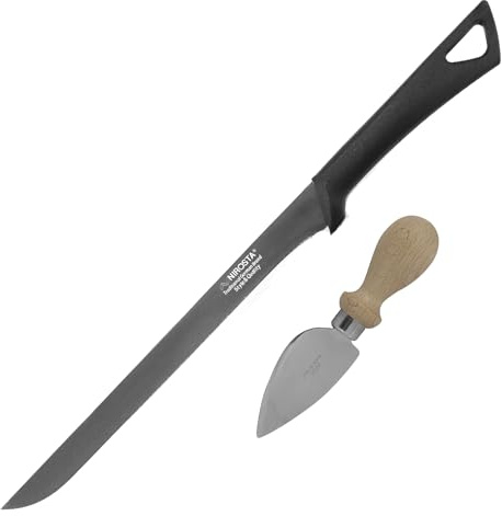 Fackelmann Set Coltelli 2 Pezzi per Formaggi Duri e Salumi, Coltello a Goccia per Grana e Formaggio Stagionato, Affettasalumi Lama 25.5 cm in Acciaio Inox, Utensili da Taglio di Precisione