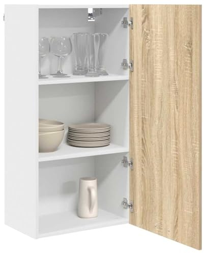 vidaXL Hängeschrank Sonoma-Eiche und Weiß 50 x 31 x 100 cm