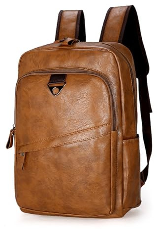 Schulranzen Mode Herren Rucksack wasserdicht Leder Reisetasche Männer große Kapazität Teenager Laptop(Yellow)