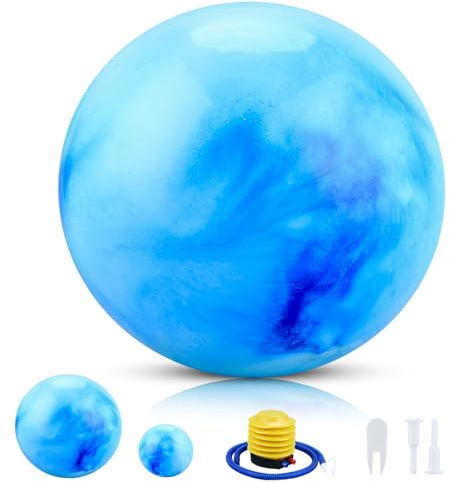 CkeyiN Pro Gymnastikball 55 cm + Pilatesball 25 cm mit Luftpumpe (Blau) | Verdickt Yogabal,Anti Burst Gymnastikball, Anti-Rutsch-Sitzball fur Schwangerschaft, Zuhause, Buro, Fitness, Yoga