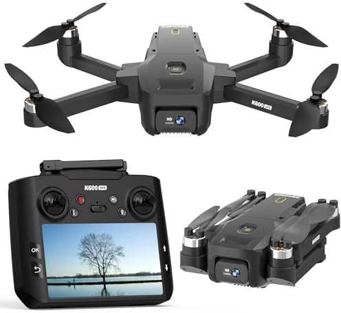 Drone K600GPS avec caméra EIS 1080P, écran HD de 4,5 pouces, retour automatique à la maison, suivi, moteur sans balais, quadrirotor télécommandé pliable pour adultes, enfants et débutants, contrôle