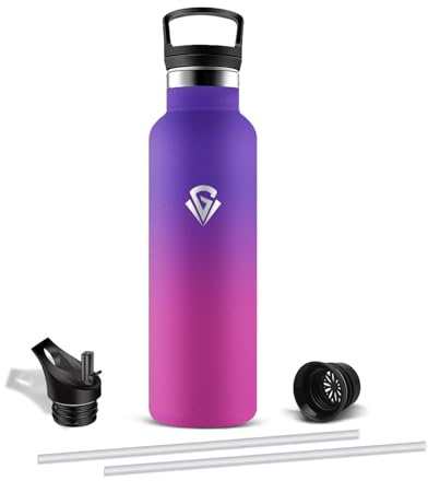 Mujigaga Borraccia Termica 750ml, Borraccia Termice a Prova di Perdite, Borracce Acciaio Inox Senza BPA con Cannuccia, Borracce Palestra per Trekking, Ufficio, Lavoro