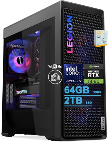 Lenovo Legion Tower 7i Gen 10 Gaming AI Desktop | Intel 24-core Ultra 9 285K | 64GB DDR5 2TB SSD | GeForce RTX 5090 32GB (Up to 3352 AI Tops) | 360mm Liquid Cooler 1200W PSU Win11 w/DLCA Accessory