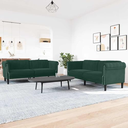 sephironlbb 3-TLG. Sofagarnitur Dunkelgrün Samt, 1x Sessel 1x 2-Sitzer 1x 3-Sitzer Sofa, Polstergarnitur Wohnzimmer Couch mit Schlaffunktion und Bettkasten, Relaxfunktion Ecksofa