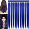 Rhyme 9 PCS 21 Glatt gefärbte Haarverlängerungen Clip In/On Lila Haarverlängerungen Perücke Party Highlight MultiColors Haarteile für Frauen/Mädchen (blau)