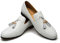 JITAI Gli Uomini Retro Pelle bv Ricami Nobile Scarpe Scivolare su Mocassino Fumare Scarpetta Tassel Mocassini, Bianco 08, 45 EU (12 UK)