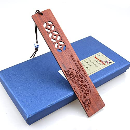 1pcs Holz Lesezeichen handgefertigte natürliche Holz Lesezeichen mit Perle personalisiert für Frauen Männer Kinder Wörterbuch mit Geschenkbox - Red Mullion