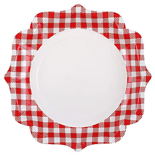 SANTEX 7269-7, Lot de 10 Assiettes A la Campagne Vichy Rouge