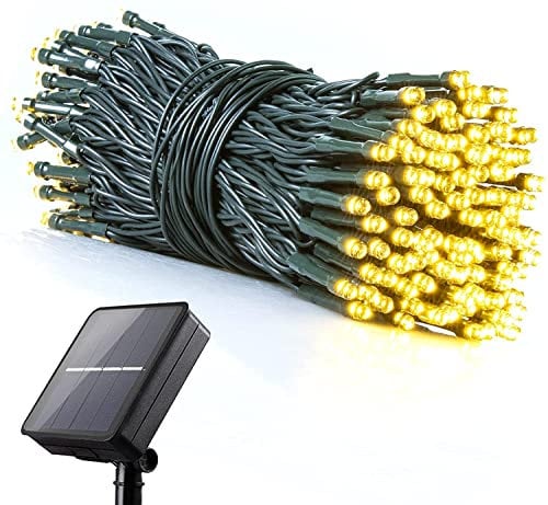 Koopower 100 LED Solar-Lichterkette, 10 Meter Wasserdichter Grüner Draht + 0, 8M Kabel, 1er-Pack, Warmweiß, KP8915A
