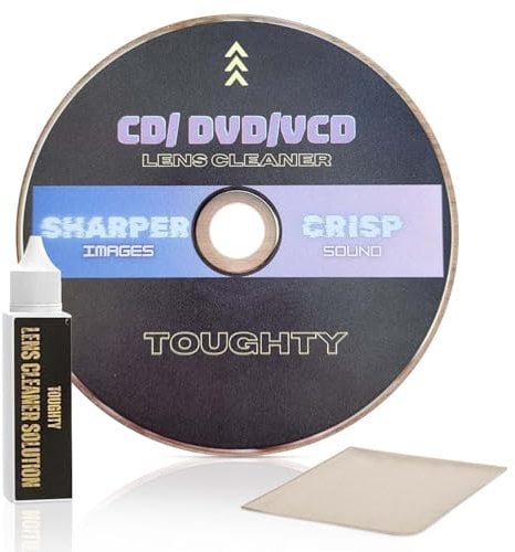 Toughty CD Cleaner Disc for CD Player – VCD & DVD Cleaner Disc for DVD Player – Safe Brush Cleaning Removes Dust & Debris for Clear Audio & Smooth Playback – Easy Maintenance for Home & Car Systems