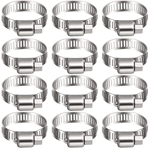 Litensh 12 Stück 304 Edelstahl Schlauchschellen Set, 16-25mm Rohrschellen Verstellbare schlauchbinder, Kanalschelle Kraftstoffleitungsschelle für Sanitär Automobil Pool Auto Teich und Garten