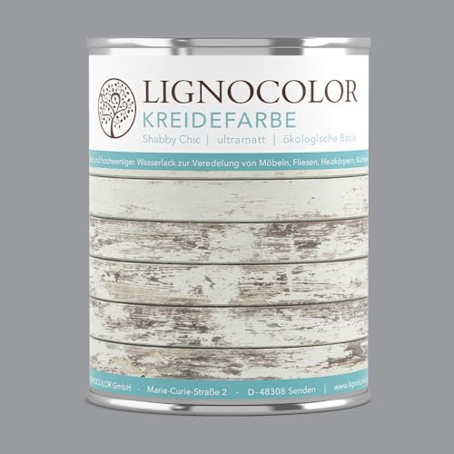 Lignocolor Kreidefarbe Lack Landhaus Stil Vintage Look Chalky 1kg (Moon Grey)
