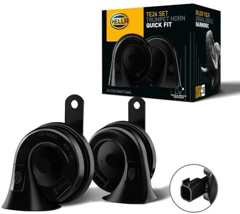 HELLA Fanfare - OE-CONNECT HORN TE26 SET - 12V - 110dB(A) - Frequenzbereich von: 400Hz - Frequenzbereich bis: 500Hz - Tiefton/Hochton - elektrisch - Gehäusefarbe: schwarz - Menge: 2 - 3FH 012 010-191