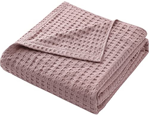 Hayisugal Tagesdecke 100% Baumwolle Waffelpique Kuscheldecke Flauschige Wohndecke Soft Sommerdecke Waffeloptik Luftige Baumwolldecke als Bett Überwurf, Sofa Couch Decke, Rosa, 200 x 230cm