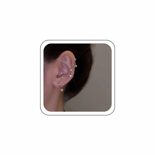 Wendalern Kristall Ohr Manschette Ohrring Silber funkelnde Cz Climber Ohrringe Strass Ohrstecker Simulierter Diamant Ohr Crawler Manschette Ohrringe Schmuck für Frauen Mädchen