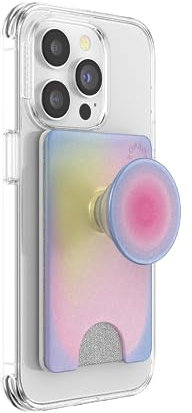 PopSockets Phone Wallet with Expanding Phone Grip, Phone Card Holder - Aura