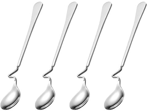 RDNKVB 4pcs cuillère à Miel en Acier Inoxydable à Long Manche cuillère à Miel cuillère à Confiture Suspendue cuillère à mélanger en Acier Inoxydable pour Confiture sirop Yaourt