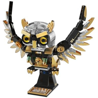 JVAVNE Tier Bausteine Spielzeug Set, Steampunk Eule Klemmbausteine Kit für Erwachsene, Sammeltier Modell Spielzeug Set für Jungen und Mädchen, Heimdeko Geschenkidee, 494 Stücke