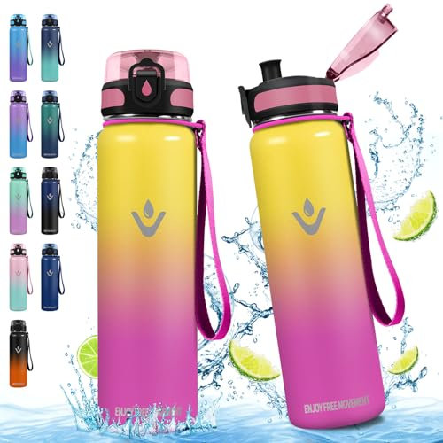 Vikaster Bouteille acier inoxydable - Thermos 500ml, 24h froid & 12h chaud, Gourdes Sans BPA, Gourde Enfant & Adulte pour Sport, école, Bureau, Gym, Voyage