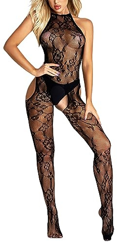 Mono Sexy para Mujer Medias Transparentes con sin Mangas Abiertas Mono con Lazo Sexi para Mujer Ropa Interior Sexy Body Mujer Fiesta Lenceria Mujer Sexy Eróticas Divertida