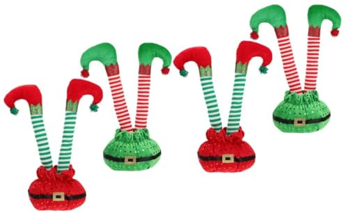 ABOOFAN 4 Stück Beine der Weihnachtselfe Elfenbeine Baumspitze weihnachtsdekoration drinnen Elfenbeinfigur Cute Decor weihnachtsmotiv Yard-Bein-Ornament-Dekor Gartenverzierung PP-Baumwolle