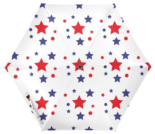 Amooorous Parapluie à motif patriotique rouge, blanc, bleu, UV50+, résistant à l'eau, au soleil et à la pluie, parapluie de protection contre le vent et la pluie, coupe-vent, ouverture automatique