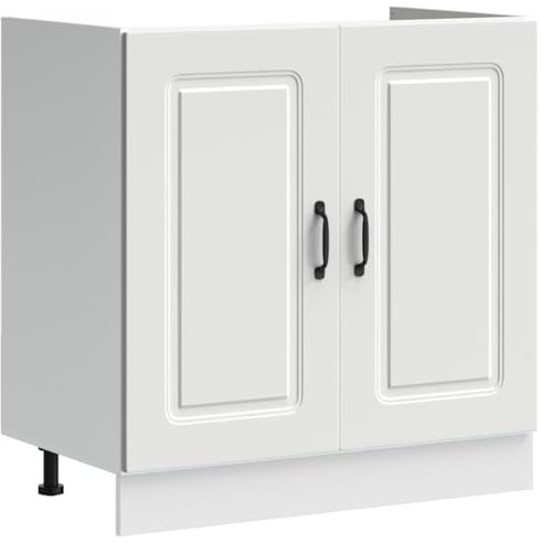 vidaXL Spülenunterschrank Kalmar Weiß 80x46x81,5 cm Holzwerkstoff, Küchenunterschrank, Unterschrank für Küche, Küchenzeile, Küchenschrank