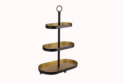Trend Line Deko Eisen Etagère 50 x 18 x 35 cm schwarz-Gold Etagere
