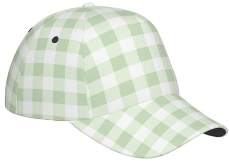 Unisex,Mujeres Hombres Gorra Trucker Patrón De Tablero De Ajedrez De Color Verde Pistacho Gorra De Béisbol Comodidad Sombrero Beisbol Personalizado Gorra De Running para Playa Fishing Training