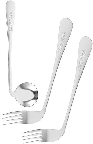 NOLITOY Cucharas y Tenedores De Ligeros Vajilla Ergonómica Para Ancianos y Discapacitados Utensilios Inoxidable
