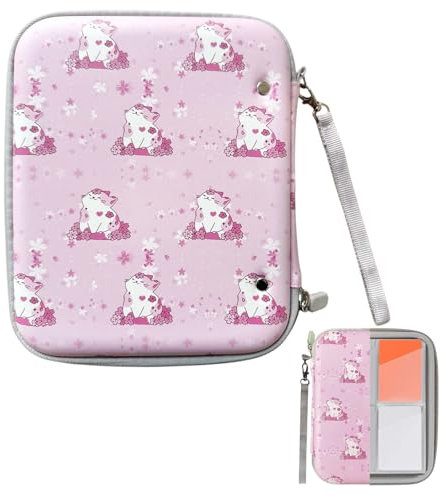 Card Holder Case Compatible with Yoto Mini Portable Card Case for Yoto Cards with Zipper 80 Pockets Cards Card Binder Travel Friendly (Pink Cartoon Character)