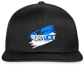 Spreadshirt Rostock Meine Liebe Weiß-Blau Fussball Fan Snapback Cap, One Size, Schwarz/Schwarz