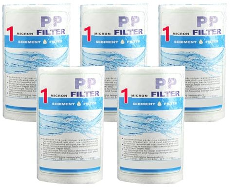 5 x 2,5 PP-Sedimentwasserfilter für das ganze Haus, 5-Zoll-Wasserfilter-Ersatzkartusche, Ersatzwasserfilter für Spülbecken, 5er-Pack(1 micron)