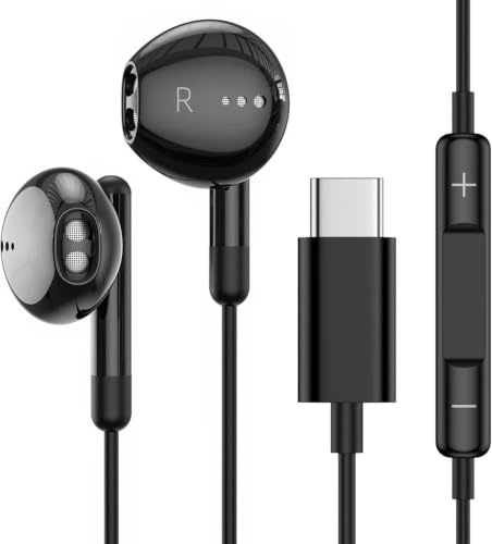 USB‑C Wired Earbuds In‑Ear Headphones with Mic & Volume Control, Lossless DAC Sound Compatible for iPhone 17/16/15 Pro Max/Plus/Air, Samsung S24‑S26 Ultra