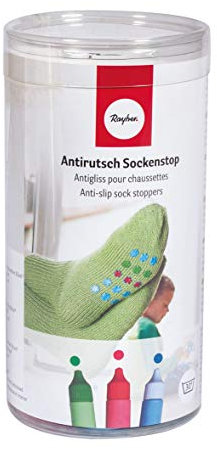 Rayher Hobby 38845000 Set antirutsch Sockenstop rot, blau, grün, inkl. Schablone und Rakel