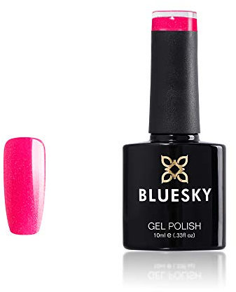 Bluesky Gel Nail Polish, Tender Kiss Dc20, Bright Pink Glitter, 10 ml (Requires Drying Under UV LED Lamp)