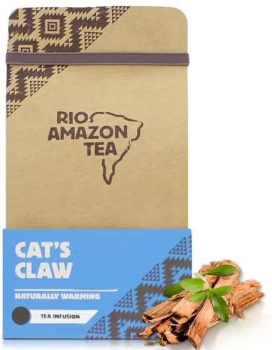 Rio Amazon Cat's Claw Tea Bags – Organic Cat’s Claw Bark for Immune & Kidney Support – Anti-Inflammatory Herbal Tea – 40 Teabags – Caffeine-Free, Alcohol-Free – Ginger, Cinnamon, Cardamom, Orange