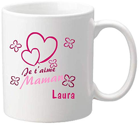 Gravure Events Mug Je t'aime Maman - Cadeau pour la fête des Mères, Noël, Anniversaire, Pâques et Baptême