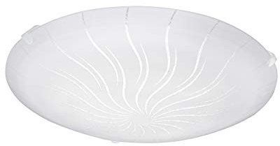Eglo Plafonnier LED Margitta 1, lampe de plafond en saillie classique, luminaire pour salon, chambre et couloir, verre tramsparent avec cristaux de granille, blanc chaud, Ø 25 cm