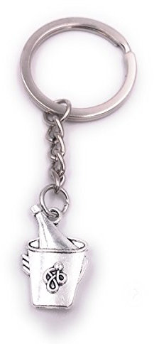 H-Customs Champagne Sparkling Bottle Cooled Porte-clés en métal argenté