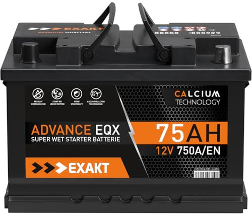 EXAKT Autobatterie 12V 75Ah Starterbatterie PKW KFZ Auto Batterie (75Ah)
